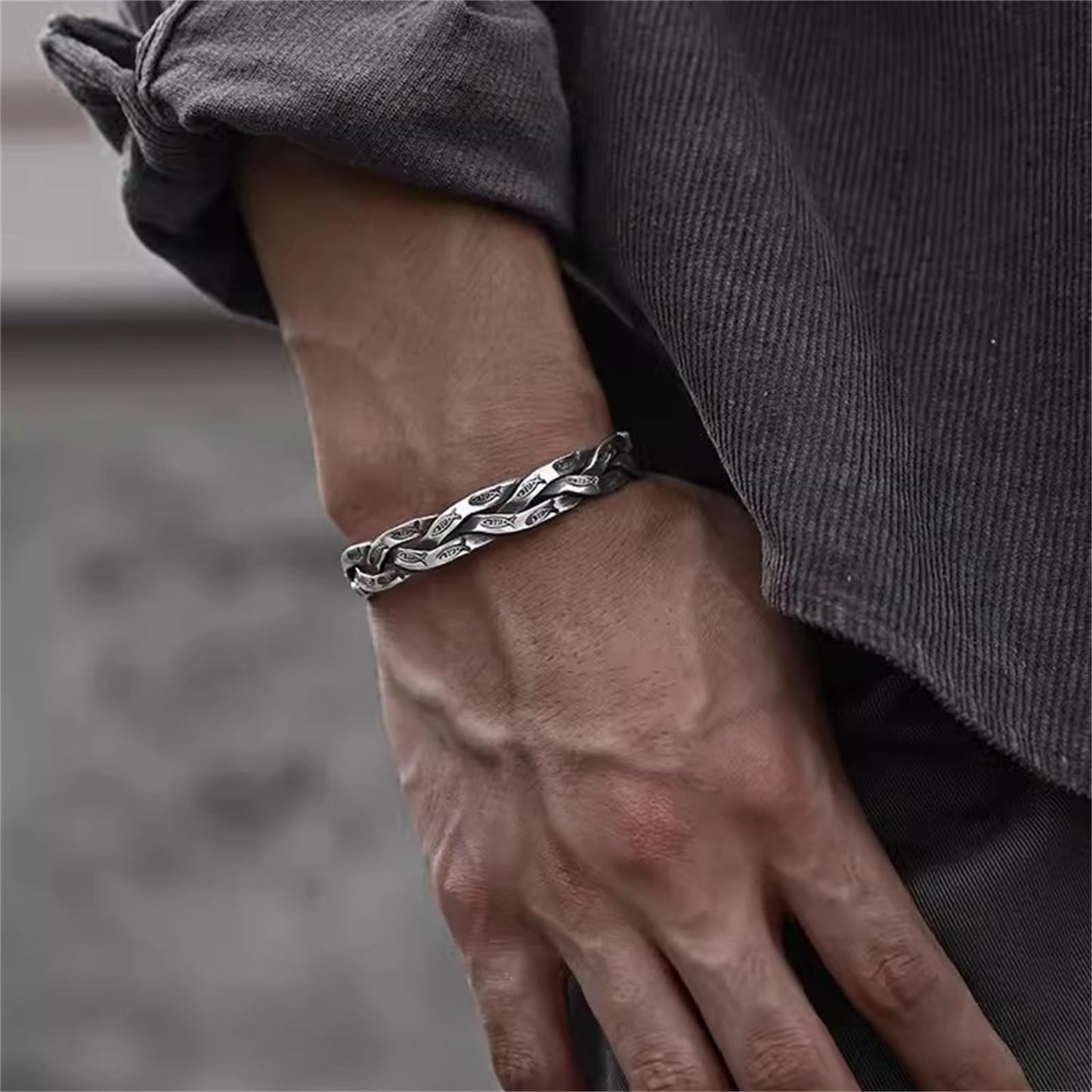 Handmade 925 Sterling Silver Bangle Bracelets For Men Women Twist Weaved Bangle Bracelets Wide Band Chunky Bangles Retro Braid Cuff Bracelet Open Adjustable Cuff Bangles For Men Punk Statement Bangles