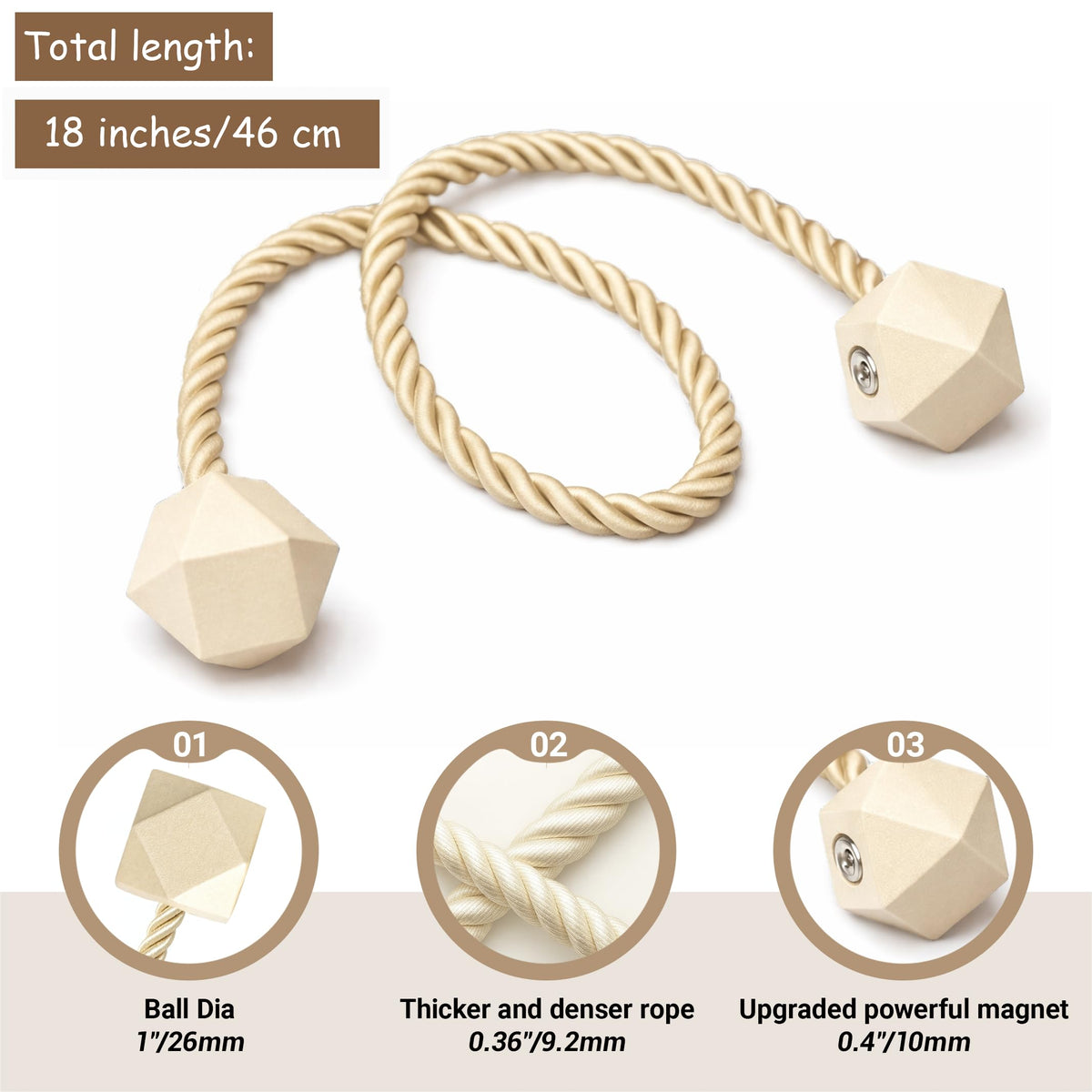 Magnetic Curtain Tiebacks Beige 2pcs (2 Count)