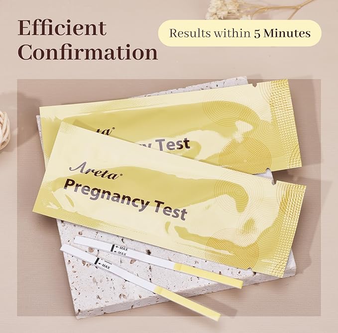 Areta Pregnancy Test Strips: 50-Pack hCG Tests, Highly Accurate and Rapid Results for Early Detection The Day After Your Missed Period