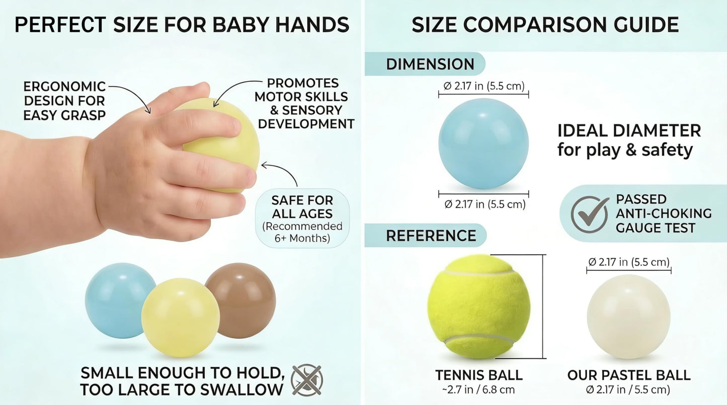 Glispaire 100 PCS Ball Pit Balls, 2.15", Milk White/Milk Yellow/Light Grayish Blue/Coffee, Phthalate/BPA-Free, Non-Toxic Crush-Proof Sensory Balls for Kids