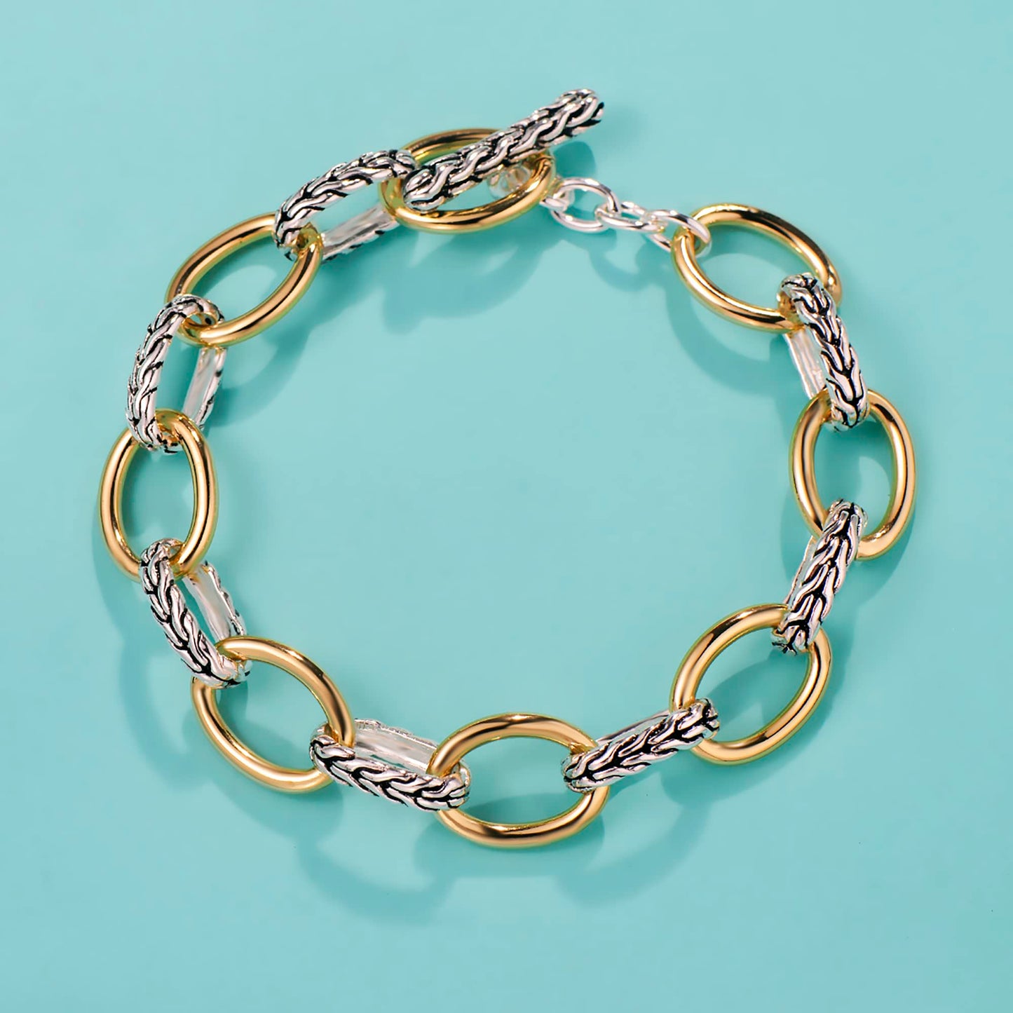 UNY JEWEL Jewelry Make a Statement with Foxtail Link Chain Bracelet Designer Brand Inspired Women Valentine (Two Tone)