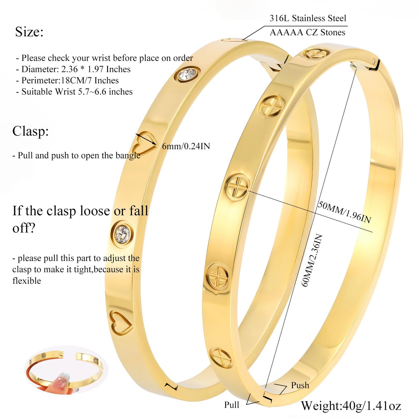 Camhanno 18K Gold Plated Stainless Steel Cuff Bracelet & Love Friendship Screw Bangle Bracelet Set for Women with Gift Box (2Pcs Gold Set Style 5)