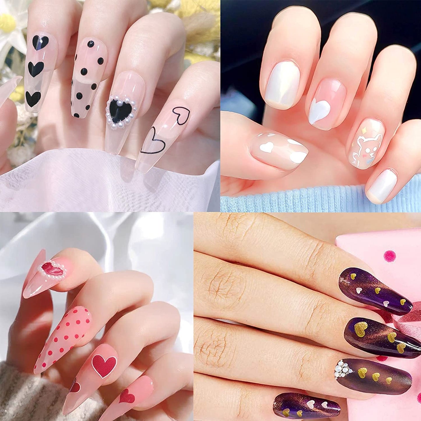 8 Sheets Heart Nail Art Stickers with 18 Sheets Colorful Nail Art Stickers