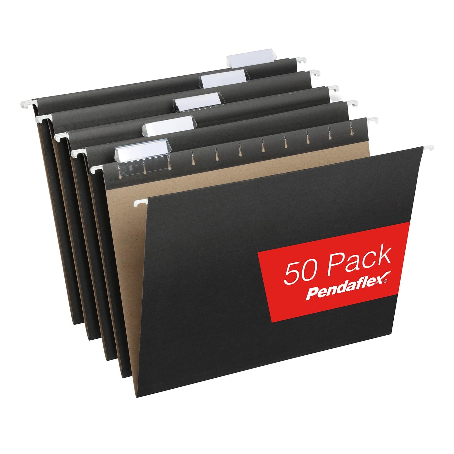 Pendaflex Black Hanging File Folders, 8.5 X 11 Letter Size with 1/5 Cut Adjustable Tabs - 50 Pack