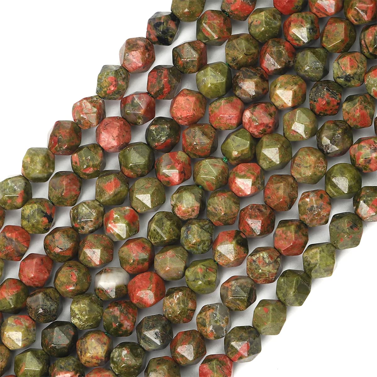 BEADIA Faceted Natural Unakite Stone Round Beads 6mm 36cm/Strand for Jewelry Making