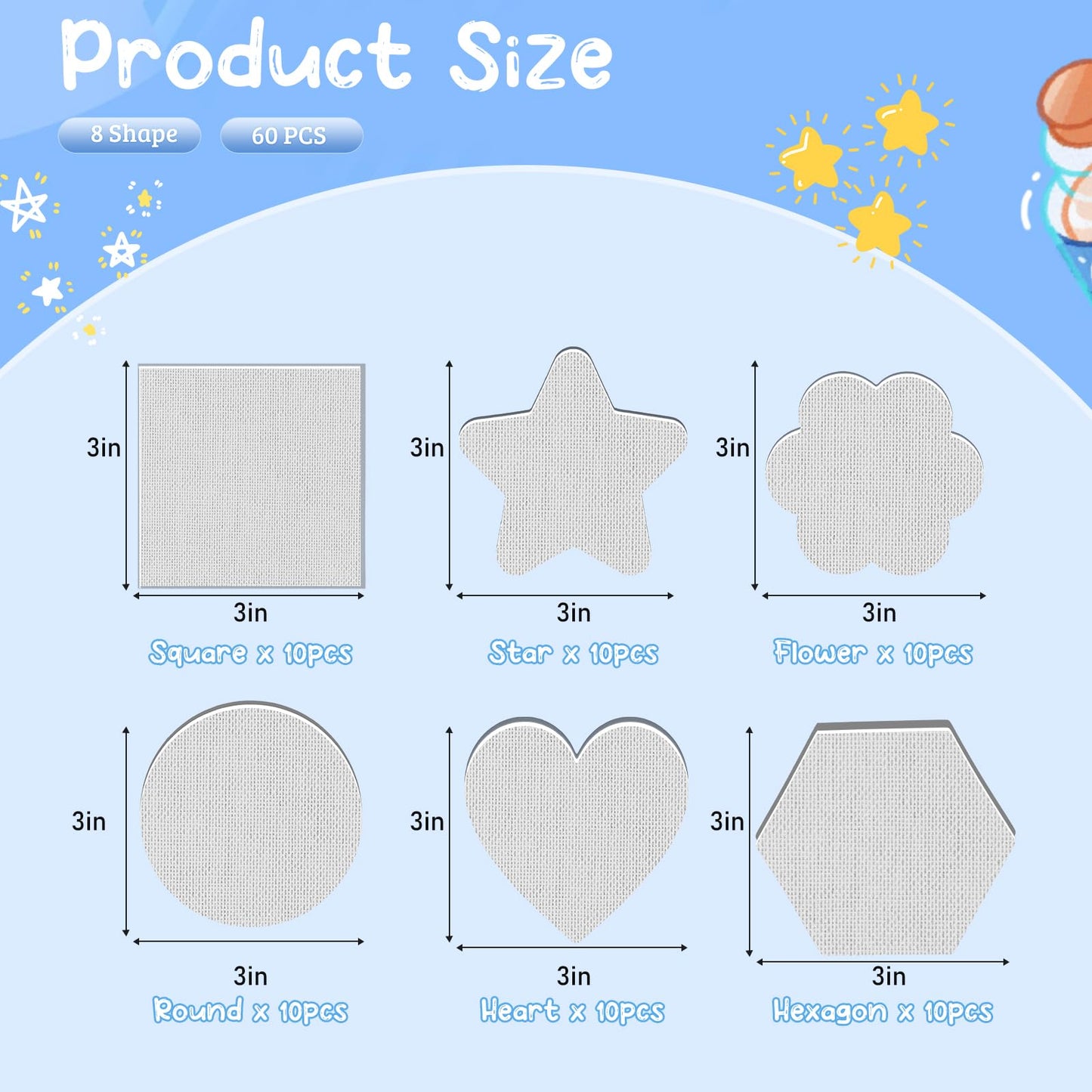 ZhouBoat 60 Pcs Magnetic Canvas Panel Mini Canvas Boards for Painting 3 Inch Small Canvases Bulk Mini Canvases DIY Decorative Magnets Painting Crafts for Fridge Locker Home Office Decor (Mixed Styles)