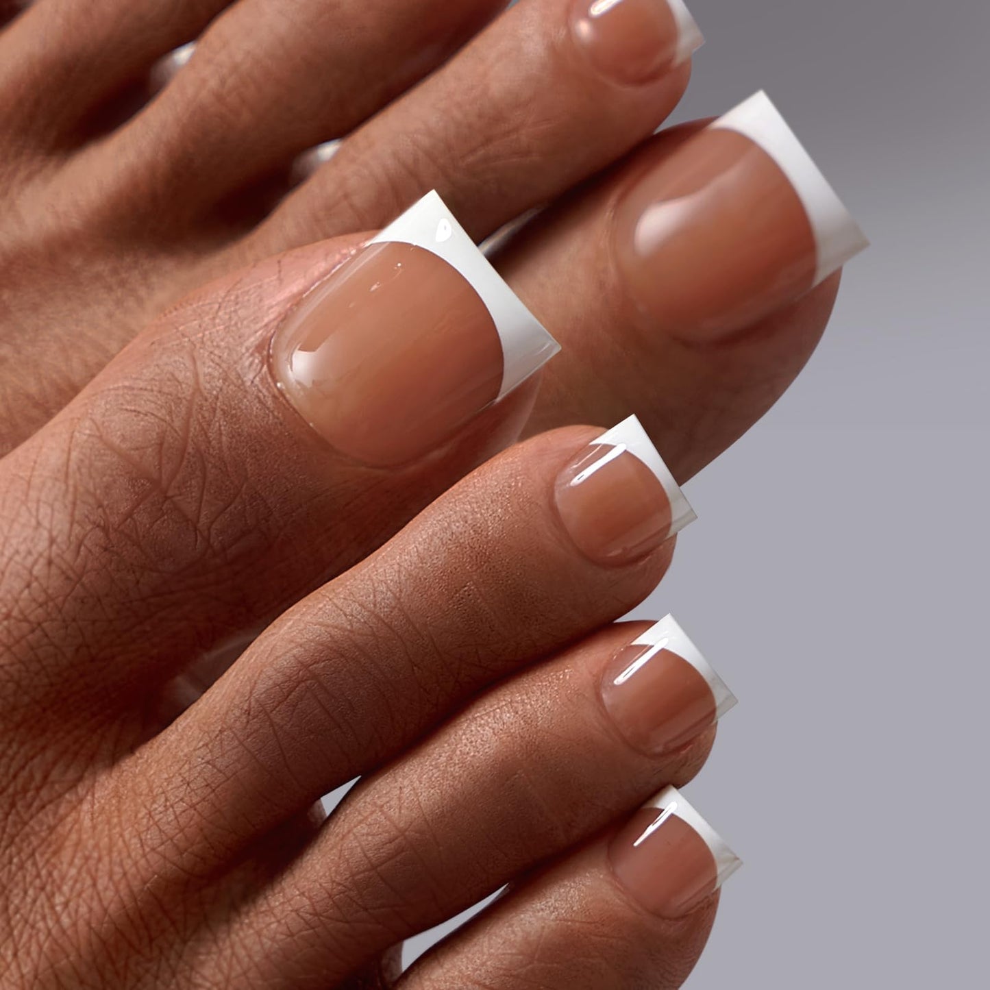 BTArtboxnails XCOATTIPS Toe Nail Tips - Lamp-Curable Sharp Square Brown Press On Toenails for Women, 150 Soak Off French Tip Toe Nail Extensions in 15 Sizes, Builder Gel & Top Coat Required