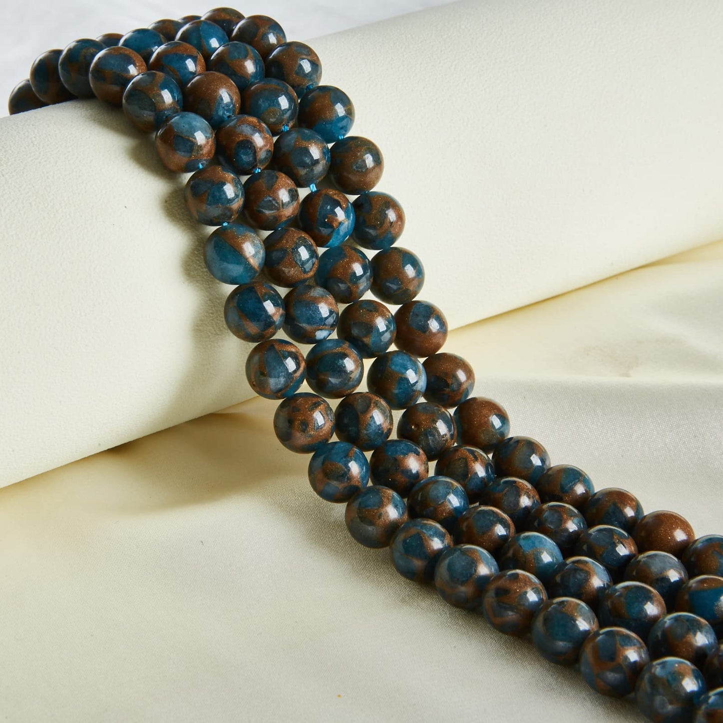 60pcs 6mm Lake Blue Cloisonne Beads Natural Gemstone Beads Round Loose Beads for Jewelry Making
