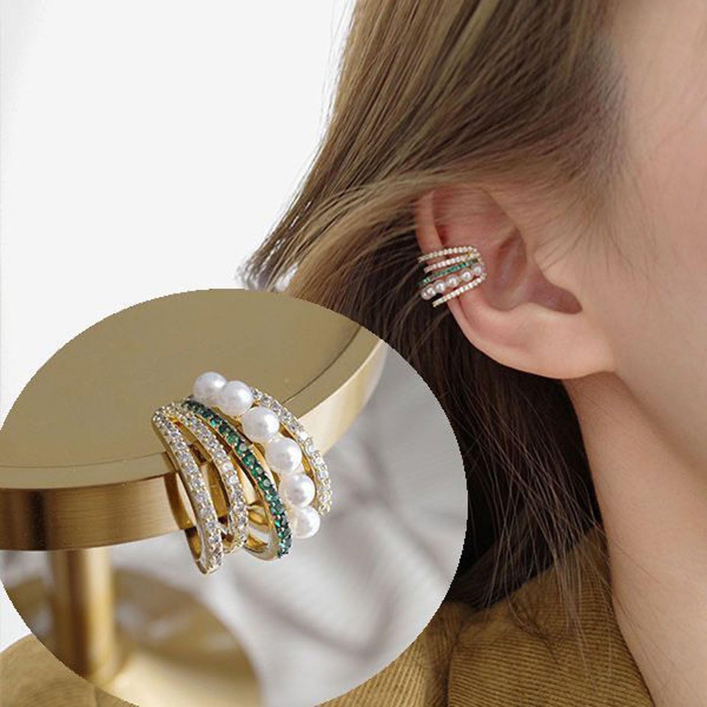 Lucpee Lymphatic Auriculotherapy White Onyx Ear Cuff, Astennu Lymphvity MagneTherapy Germanium Earrings Ga-ria Lymph'Liva Deoxi Earhoops Eleonore Earacupressure Detoxiear Balorange Earrings Non
