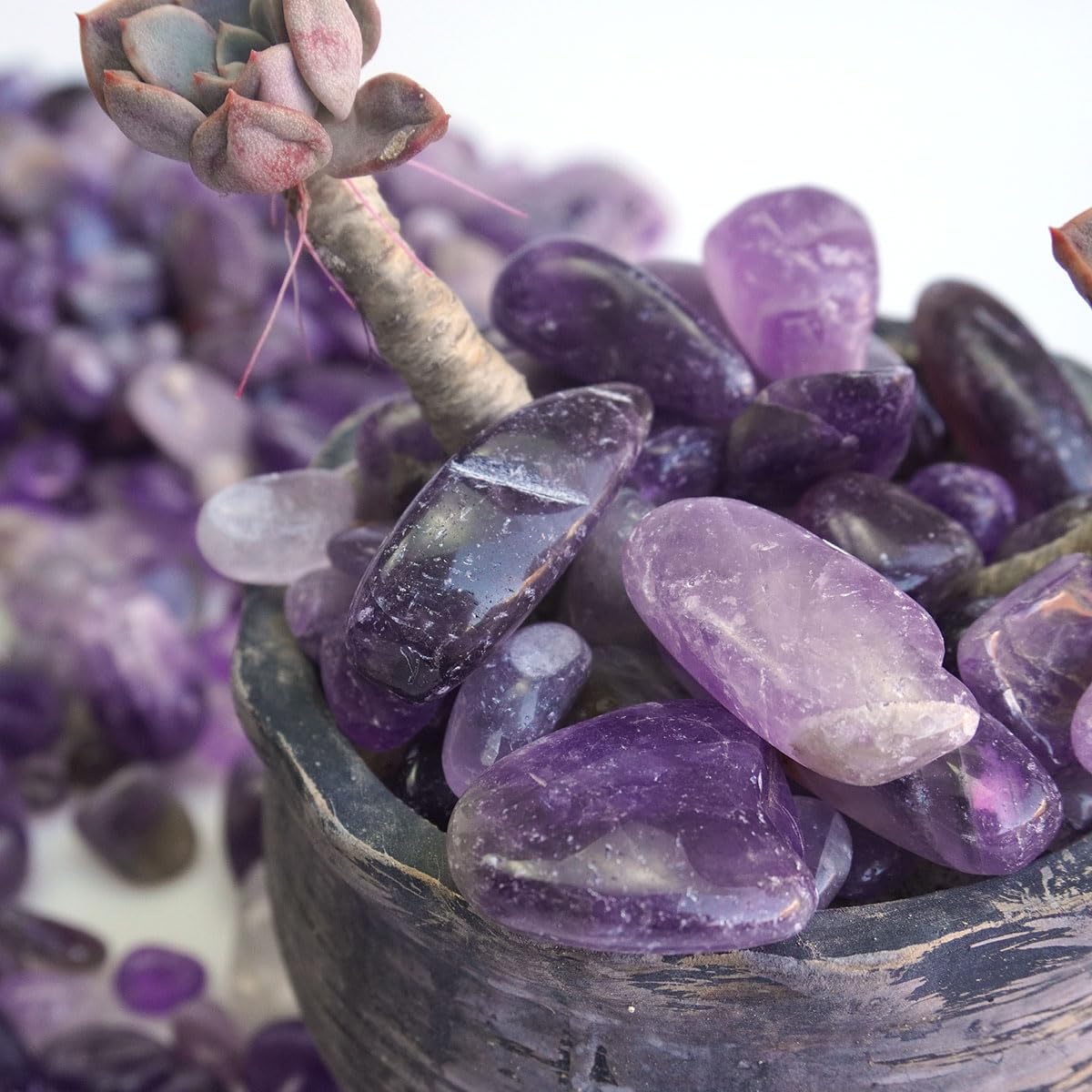XMHOME 3 Pounds Amethyst Tumbled Stones - Purple Polished Crystals for Vase Filler, Meditation, and Home Decor