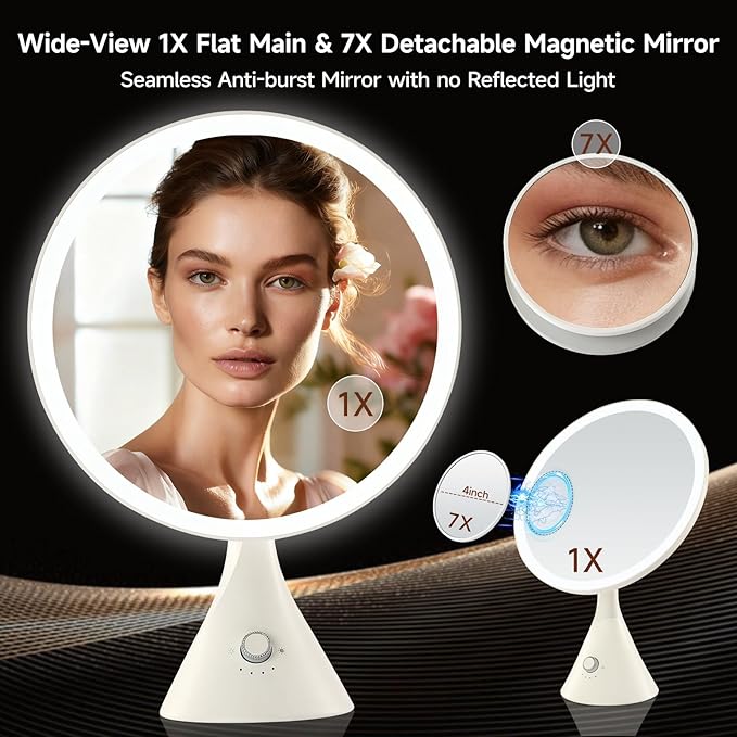 Lighted Makeup Mirror with Magnification Electric Plug in, 7X Magnifying Lighted Vanity Makeup Mirror with Led Lights