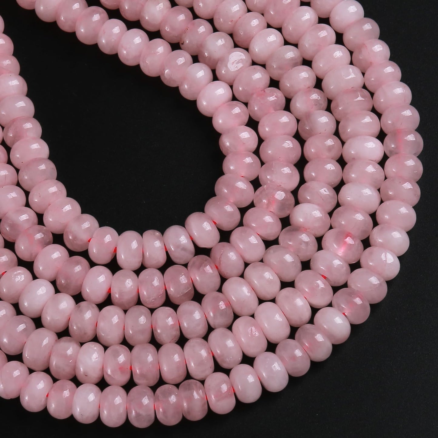 5x8mm 76pcs Natural Stone Rose Quartz Crystal Rondelle Spacer Loose Beads Abacus Disk Stone Round Loose Gemstone Beads for Jewelry Making DIY Bracelet Necklace