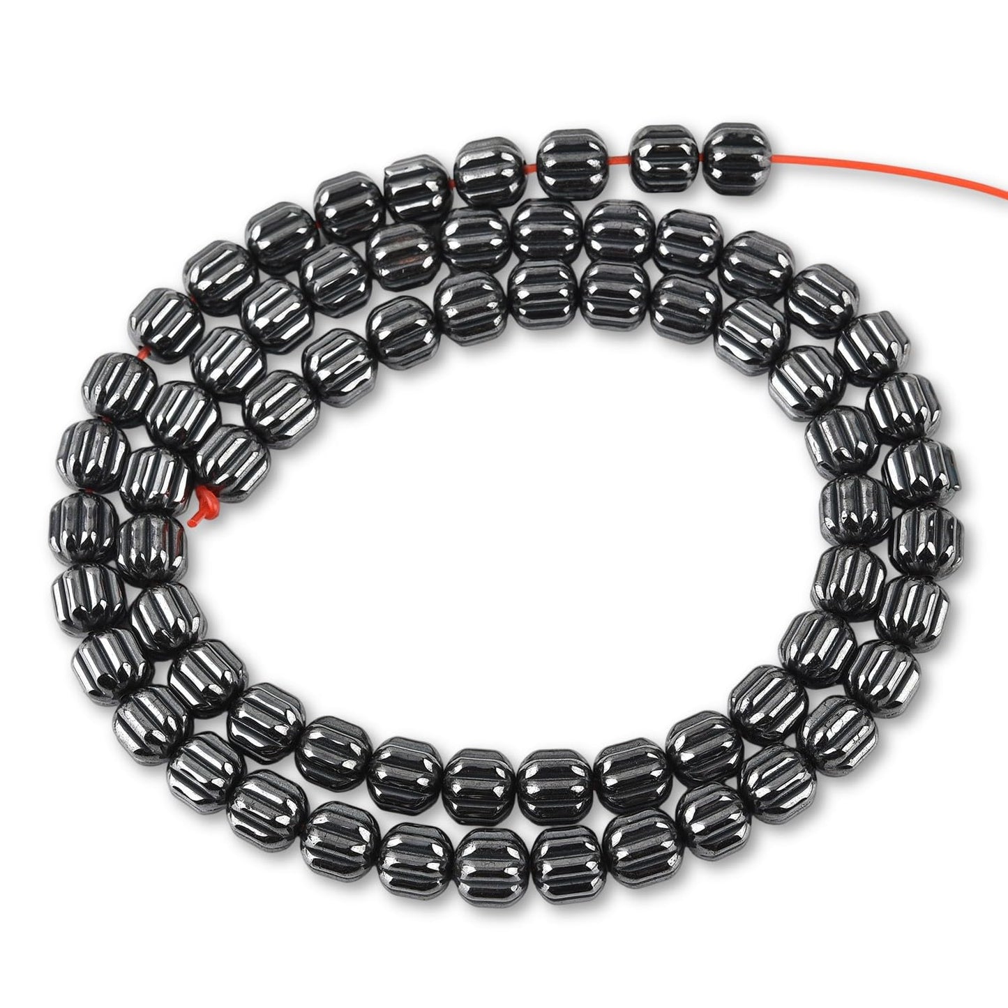 HAAMIIQII 65pcs 6mm Natural Black Hematite Loose Gemstone Beads Gear Shape Spacer Stone Beads for Jewelry Making DIY Bracelets Necklaces Crafting