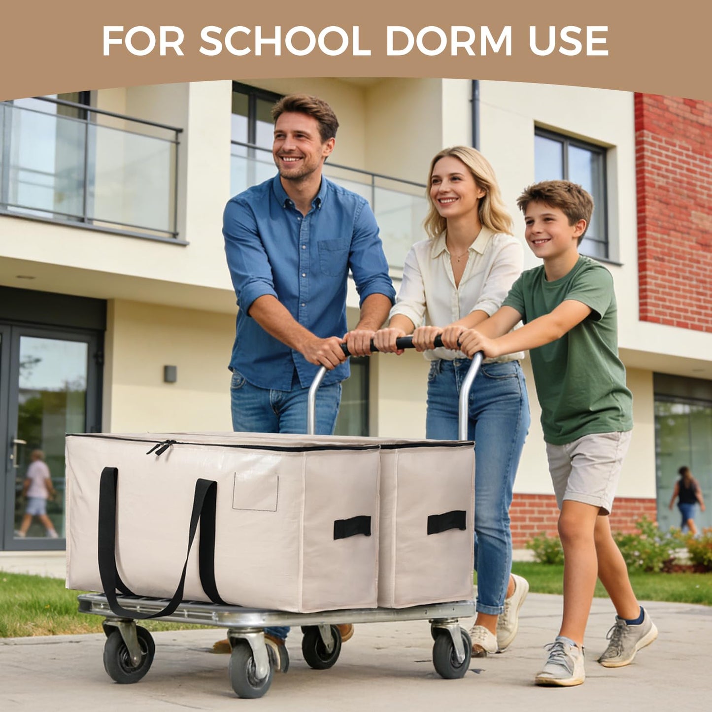 BAGAIL Heavy Duty Moving Bags with Strong Handle, Extra Large Moving Boxes, Storage Tote for Clothes, College Moving Supplies(Beige, 12 Pack)