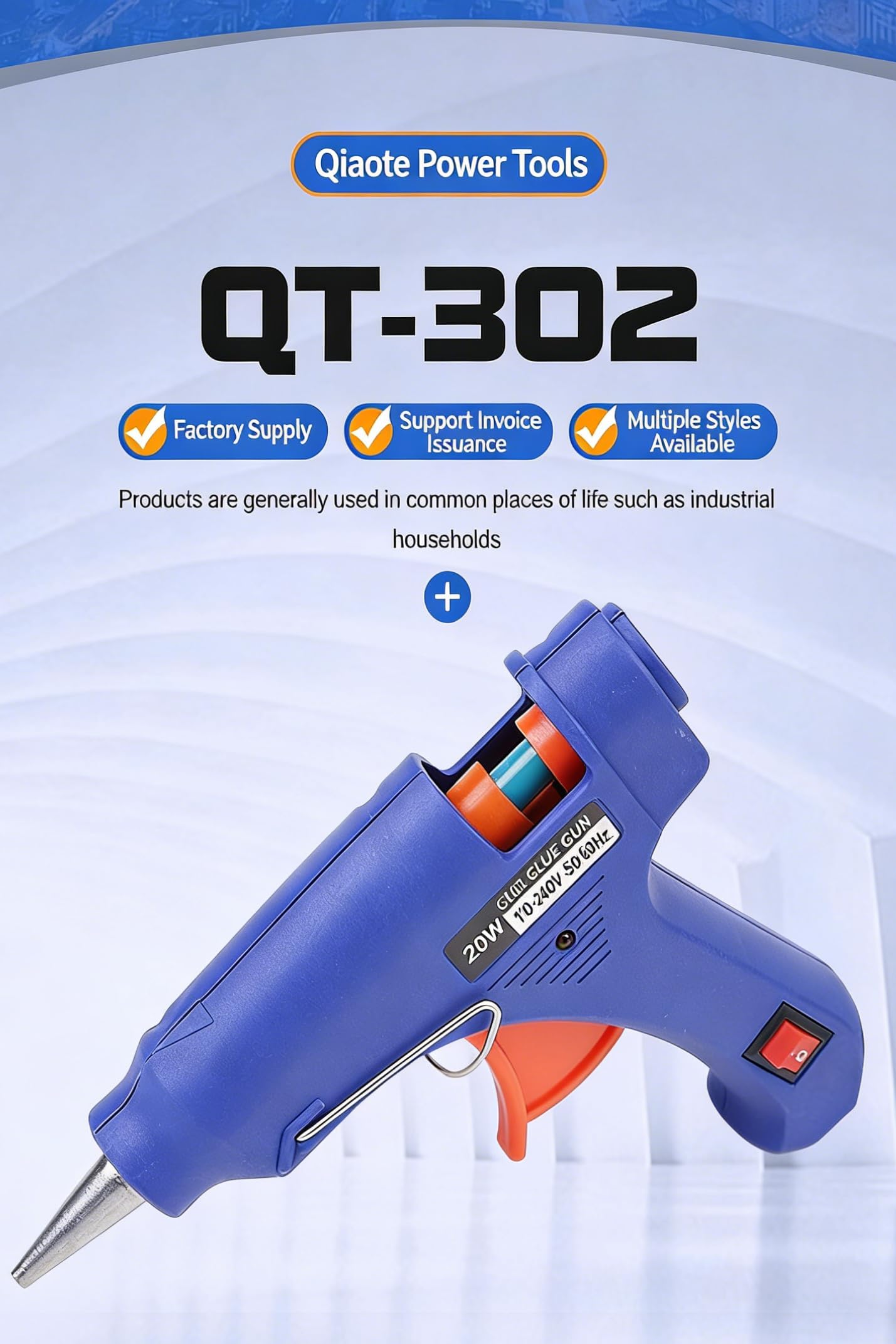 20W Mini Hot Glue Gun with PTC Heating, Anti-Drip Nozzle, On/Off Switch, with 30Pcs 7mm Glue Sticks, Fast Heating Craft Glue Gun for DIY, Repairs & Home Projects Blue