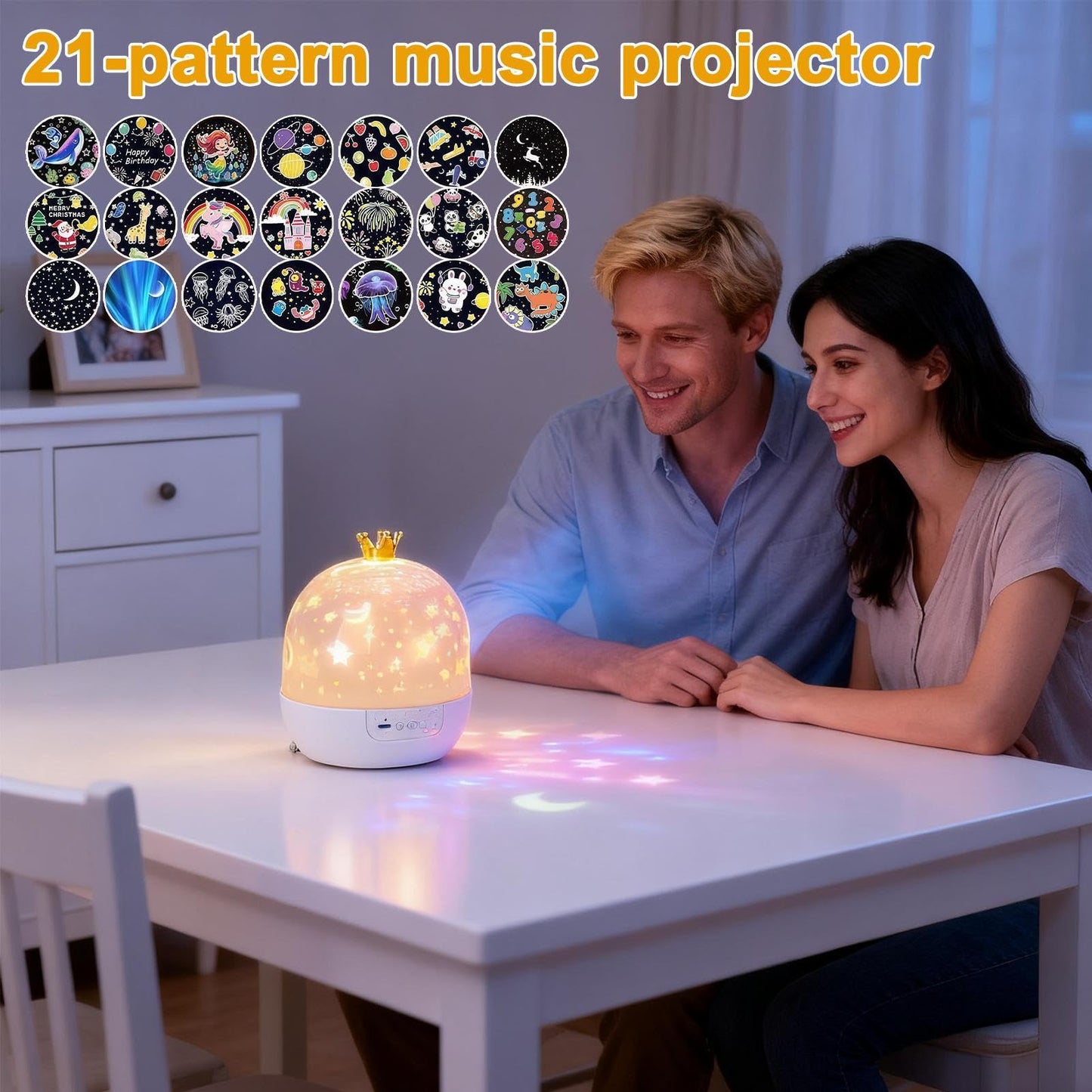 Kids Night Light Projector – USB ABS, 360 Rotation Lamp, Ceiling Projection Display, Sleep Ambience Creation | Perfect for Nursery Bedtime Sleep, Room Comfort, Calm Evening Routine, Gentle