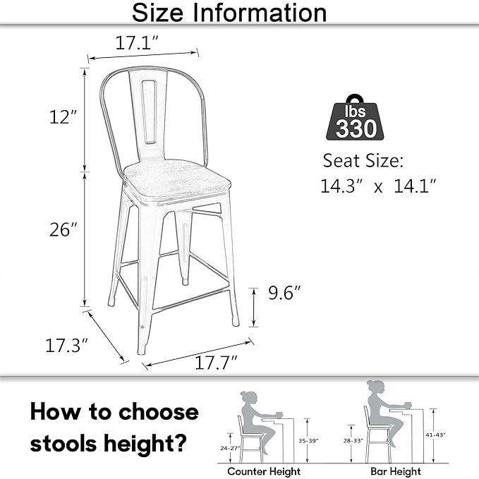 Aklaus Swivel Metal Bar Stools Set of 4 Counter Height Stools Counter Bar Stools with Back Swivel Metal Bar Chairs Wooded Seat 26 Inch Matte Black barstools