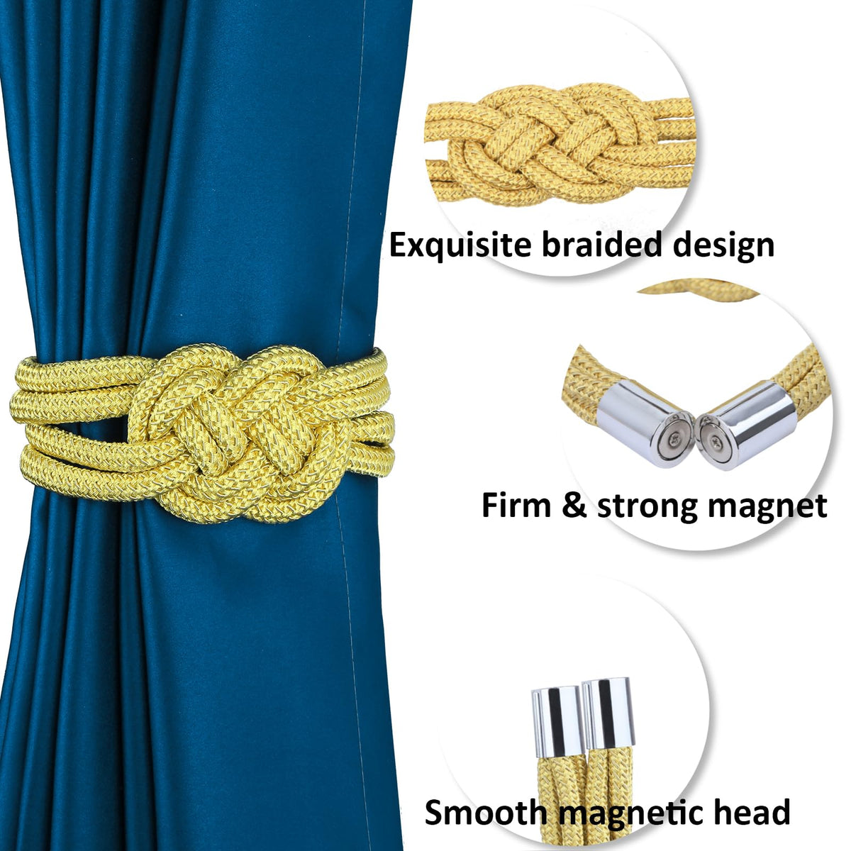 4 Pack Magnetic Curtain Tiebacks (4 Count)