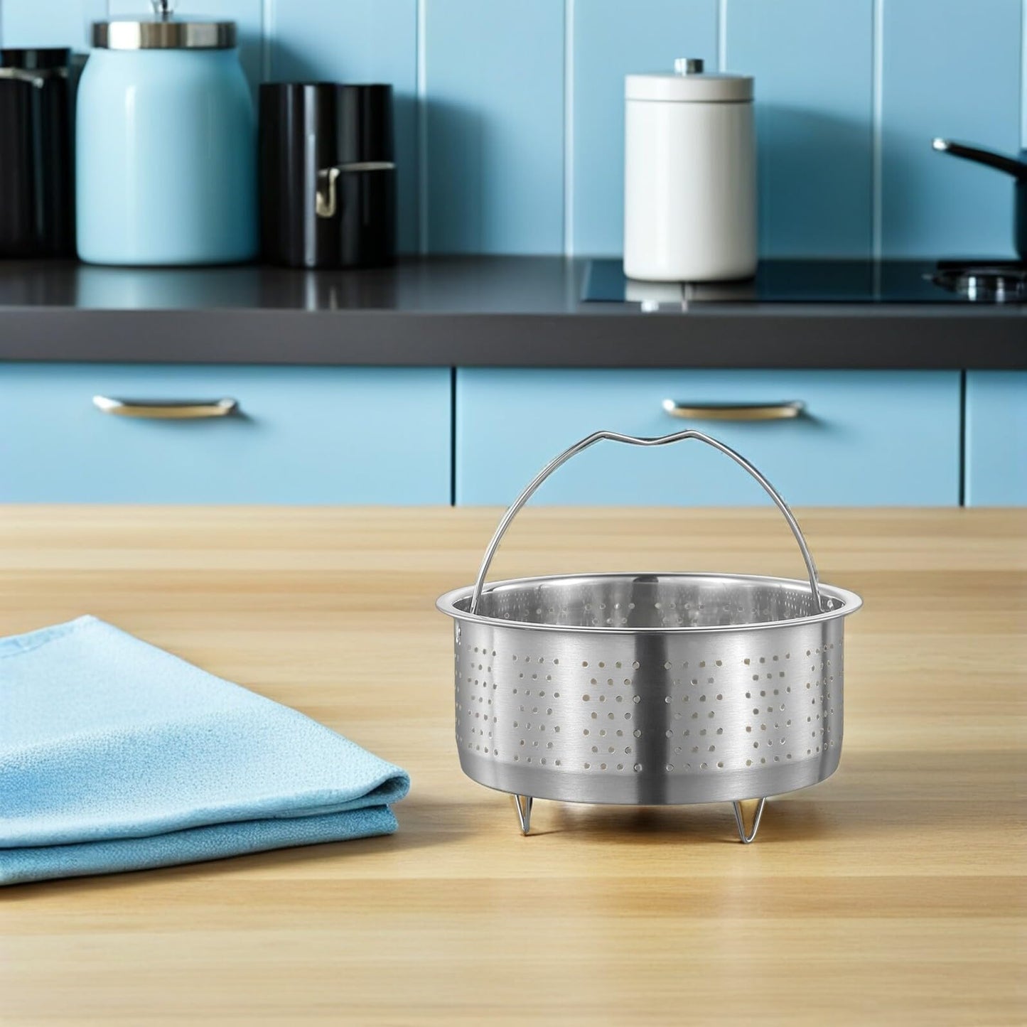 Luxshiny Multi-Use Vegetable Steamer Basket 6.88 Inch Stainless Steel Food Steaming Basket for Dumplings Seafood Eggs Corn and More