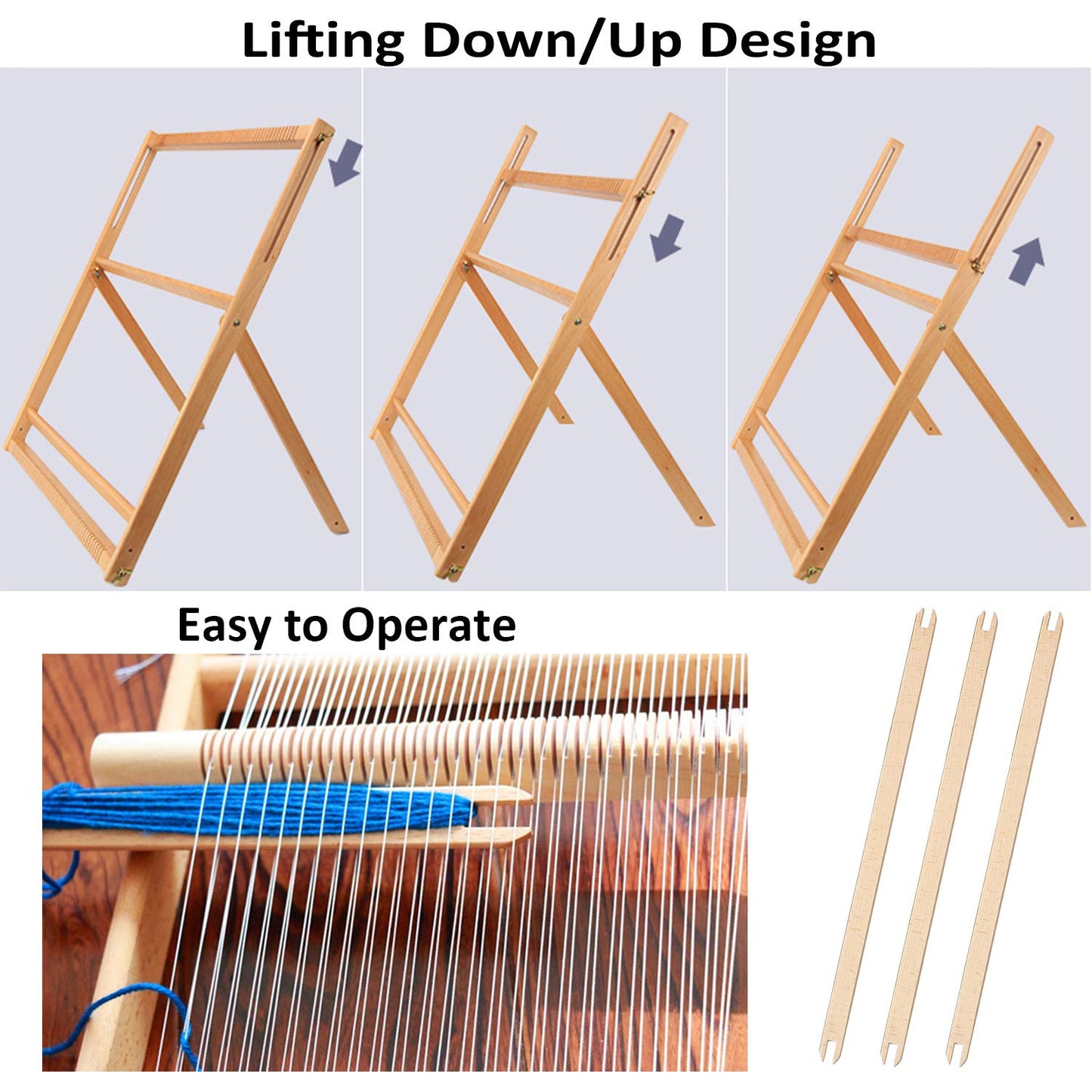WILLOWDALE 25.2" H x 19.3" W Weaving Loom with Stand Wooden Multi-Craft Weaving Loom Arts & Crafts, Extra-Large Frame, Develops Creativity Weaving Frame Loom with Stand for Beginner