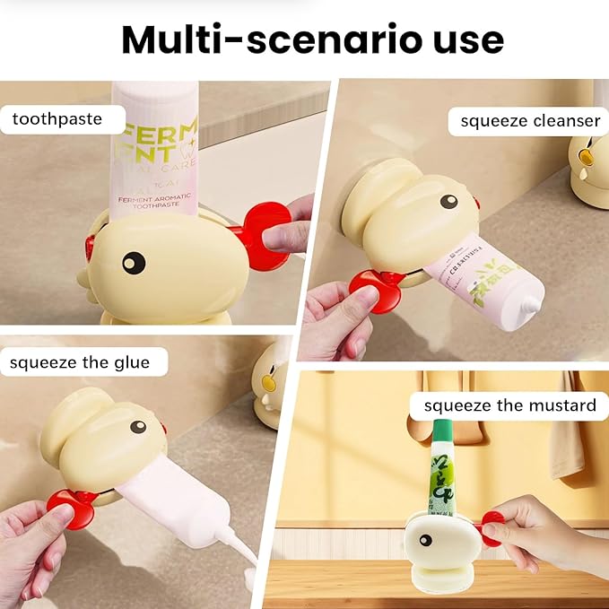 3Pcs Toothpaste Squeezer, Cut Whale Shape Rolling Toothpaste Tube Squeezer Dispenser Suction Cup Toothpaste Dispenser， Toothpaste Clip Holders for Family and Friends