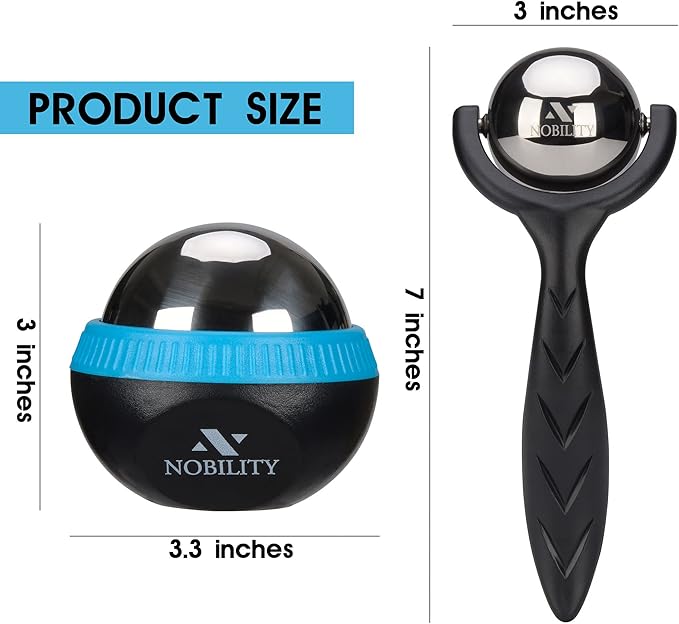 Nobility Massage Ball Roller– Ice Cold and Hot for Deep Tissue and Sore Muscle Relief of Stiffness and Stress, Body, Neck, Back, Foot, Plantar (Black)