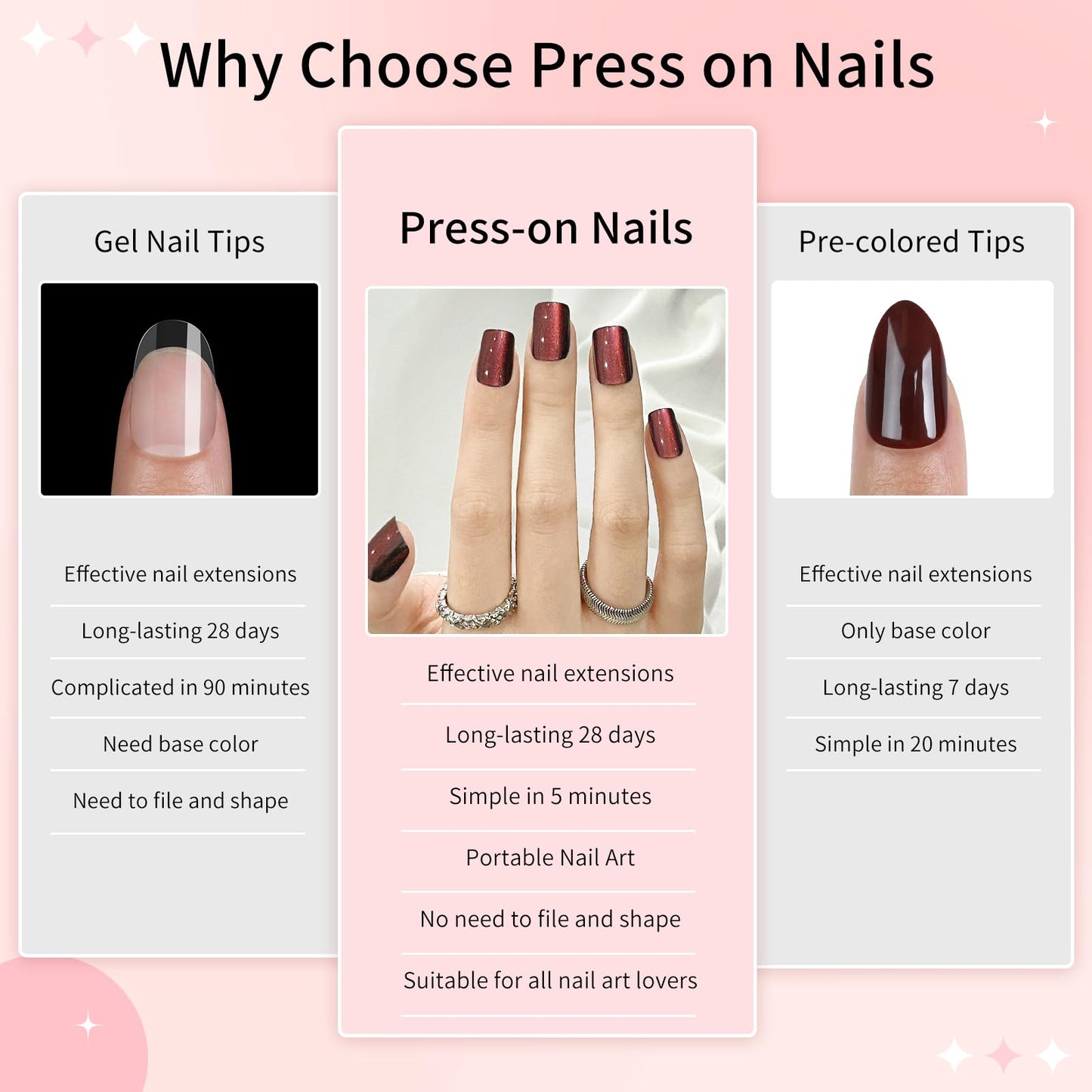 Brown Red Cat Eyes Press On Nails,12 Sizes-24 Pcs Soft Gel Brown Red Medium Square Fake Nails Kit with Nail Glue, Natural Reusable Stick On False Nails for Women and Girls (Skycloud Nails) SK0927