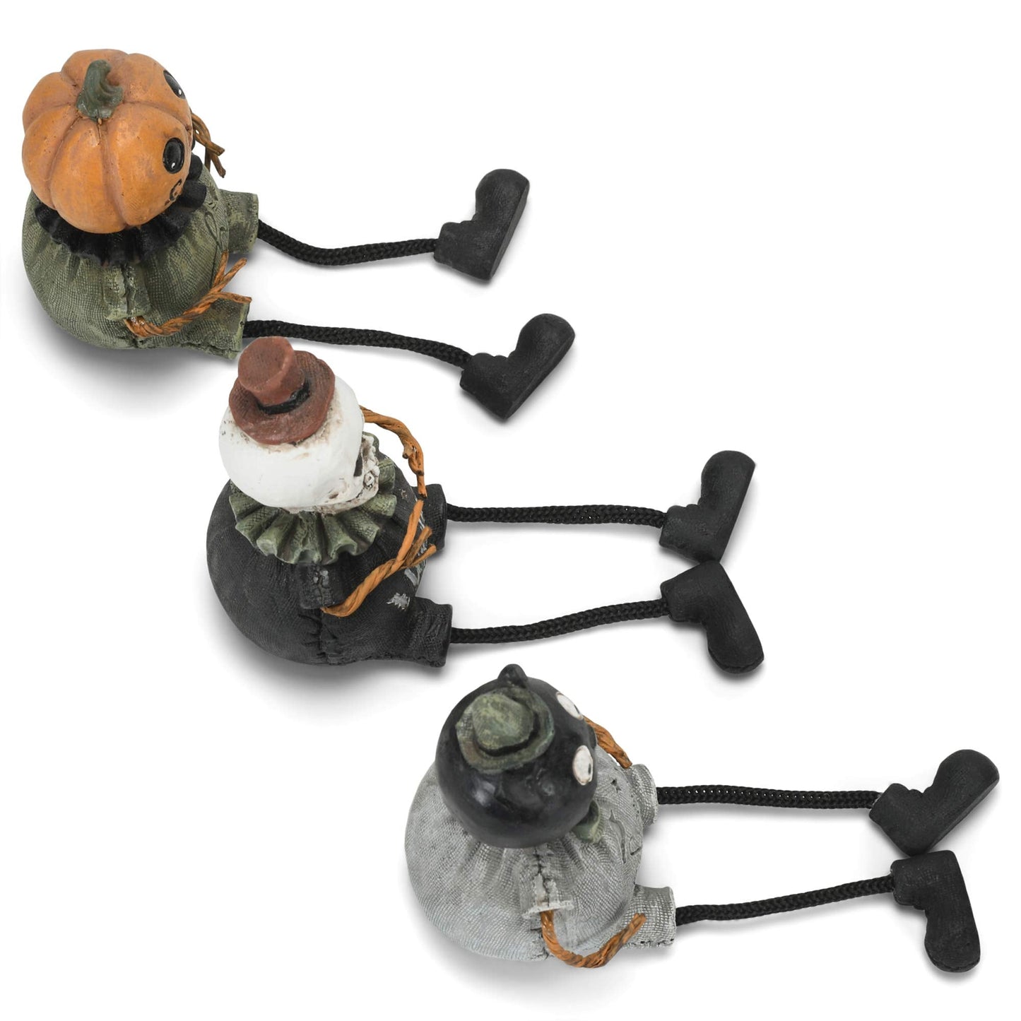 Transpac Boo Wicked Spooky Green 7.5 x 2.25 Resin Decorative Tabletop Figurine Shelf Sitter Set 3