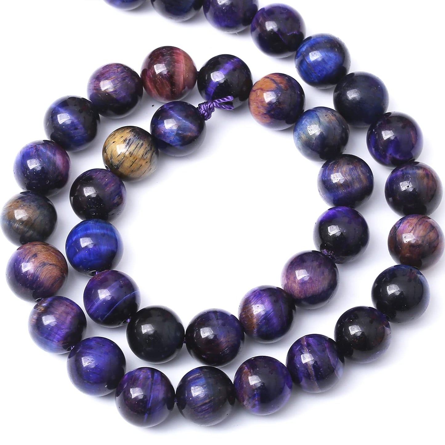 36PCS 10MM AAA Blue Purple Starry Sky Tiger Eye Stone Beads Natural Gemstone Bead Crystal Healing Energy Jewelry Making DIY 15 inches