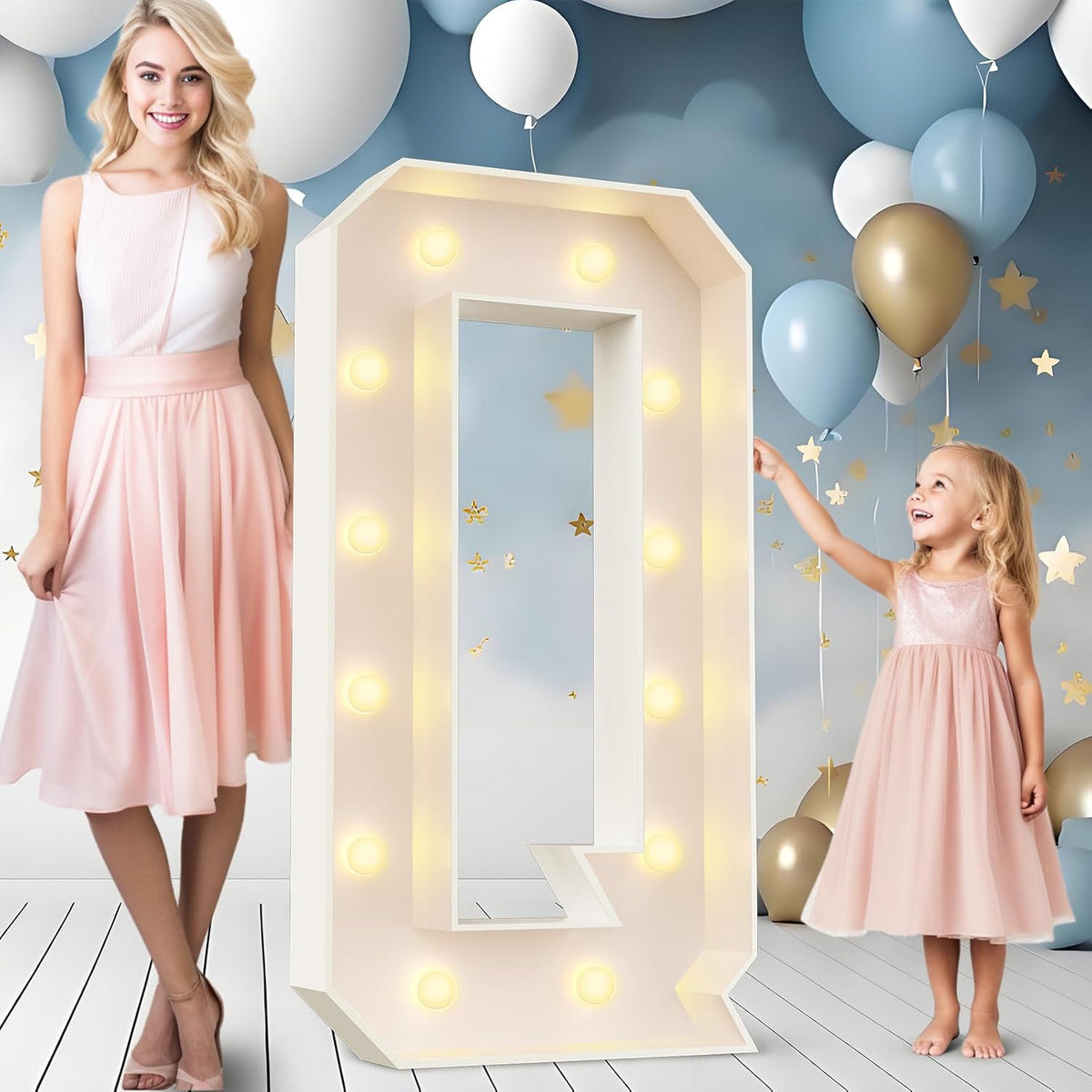 Ledido 4FT Marquee Light Up Letters Large Light Up Letters for Party Decoration, Marquee Letter for Birthday Graduation Baby Shower Wedding, Pre-cut Foam Board Assembly Required Letter Q