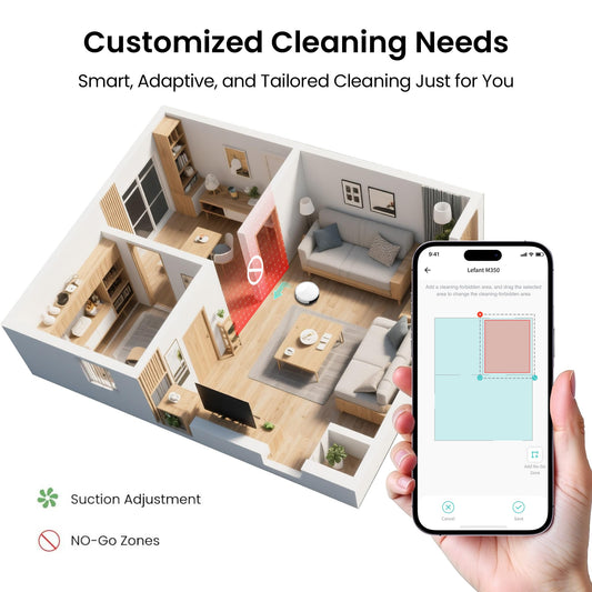 Lefant M350 Robot Vacuum and Mop Combo, 75-Day Self-Emptying, 190° PSD Obstacle Avoidance,6000Pa Suction，Quiet,Smart Navigation,Self-Charging, for Hard Floor, Carpet, Pet Hair,150 Min Runtime.White