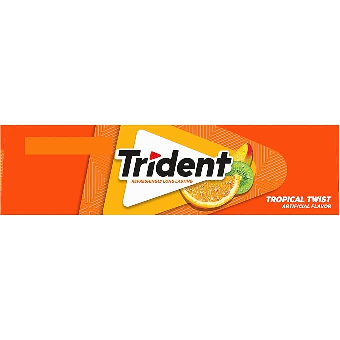 Trident Tropical Twist Sugar-Free Chewing Gum, 14 Count (Pack of 12) (168 Total Pieces)