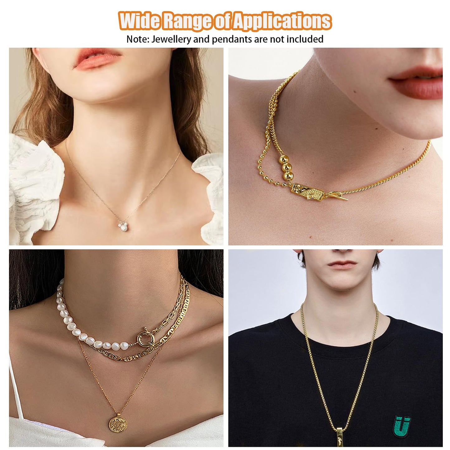 Fesorsi Gold Chain for Jewelry Making, 78.5ft 10 Style Steel Jewelry Chain, Electroplating Process, for DIY Necklace Chains, Tassel Pendants, with Jump Ring, Lobster Clasp, Pliers