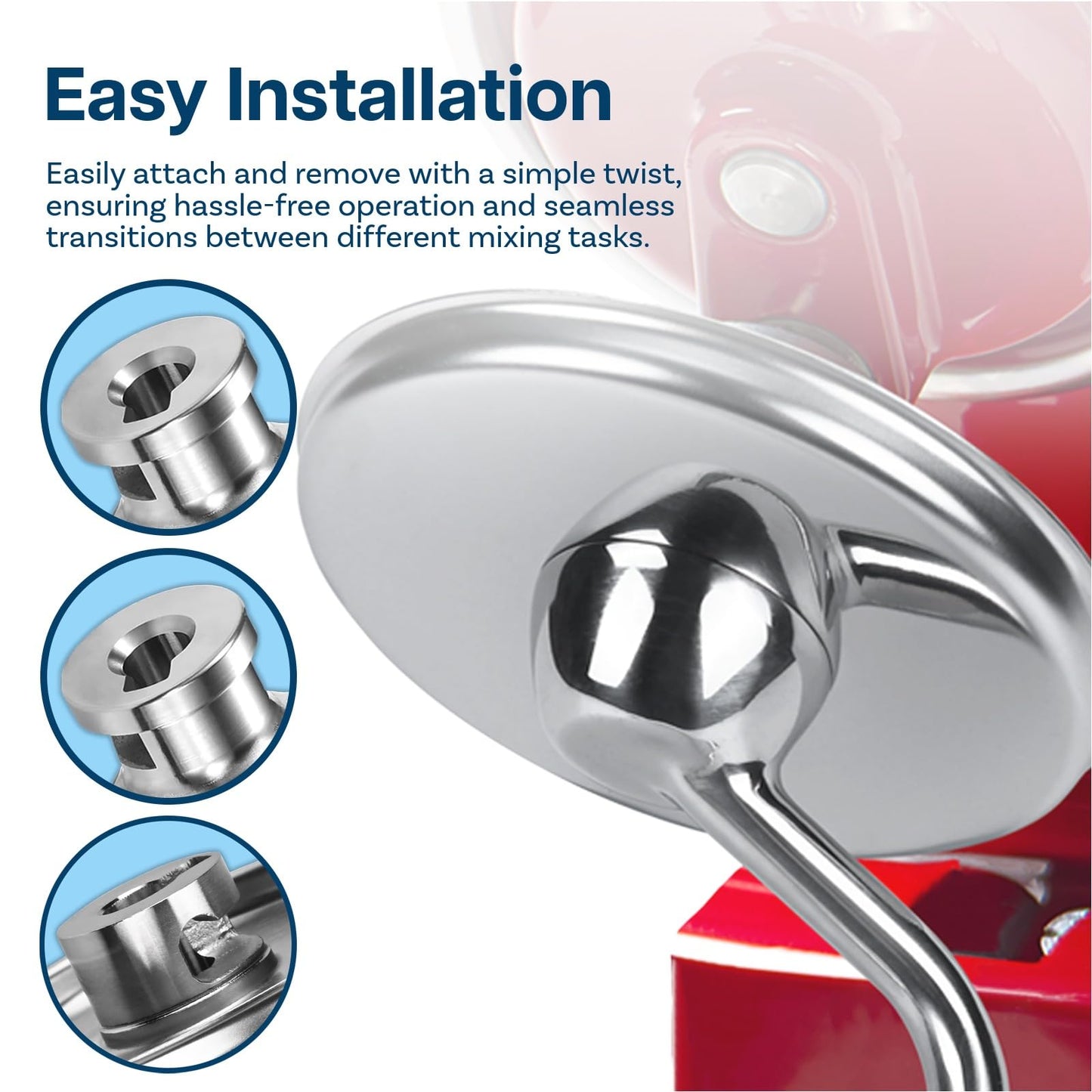 Mixer Attachments for KitchenAid 4.5–5 Quart Tilt-Head Stand Mixers – Compatible with Artisan & Classic – Beaters, Whisks, Dough Hooks & Attachment Sets by MMOBIEL (3-in-1, Stainless Steel)