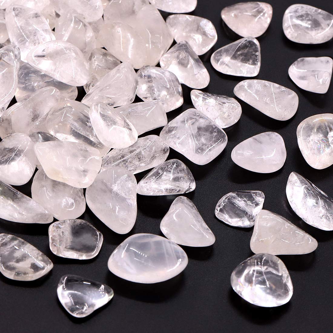 Hilitchi 1lb Bulk Large Natural Tumbled Polished Brazilian Stones Gemstone Healing Crystals Quartz for Wicca, Reiki, and Energy Crystal Healing (Rock Crystal (B))