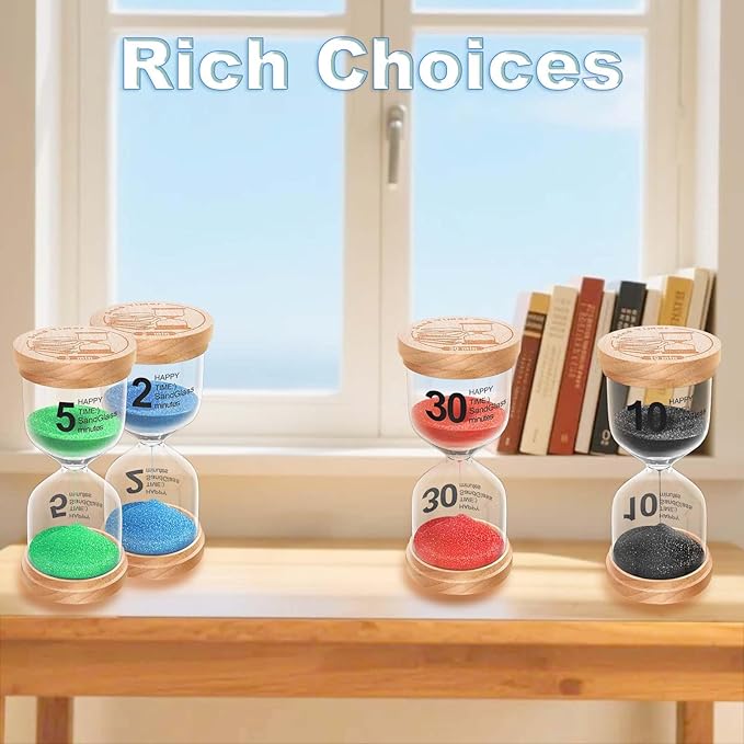 10 Minute Sand Timer, Wooden Hourglass Sand Clock, Small Wood Red 10 Min Hour Glass, Sandglass for Brushing Teeth, Reloj De Arena, Classroom, Game, Kitchen, Home, Office