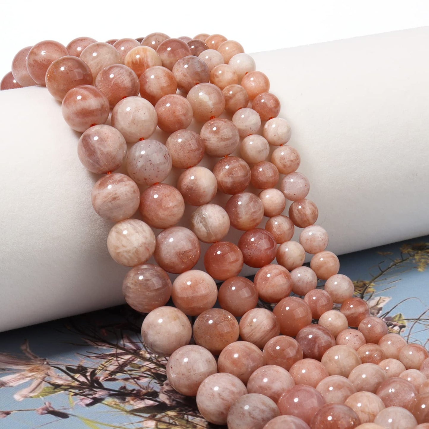 Siomia 45pcs 8mm Natural Sunstone Gemstone Energy Healing Crystal Round Loose Stones for Jewelry Making, DIY Bracelets Necklaces