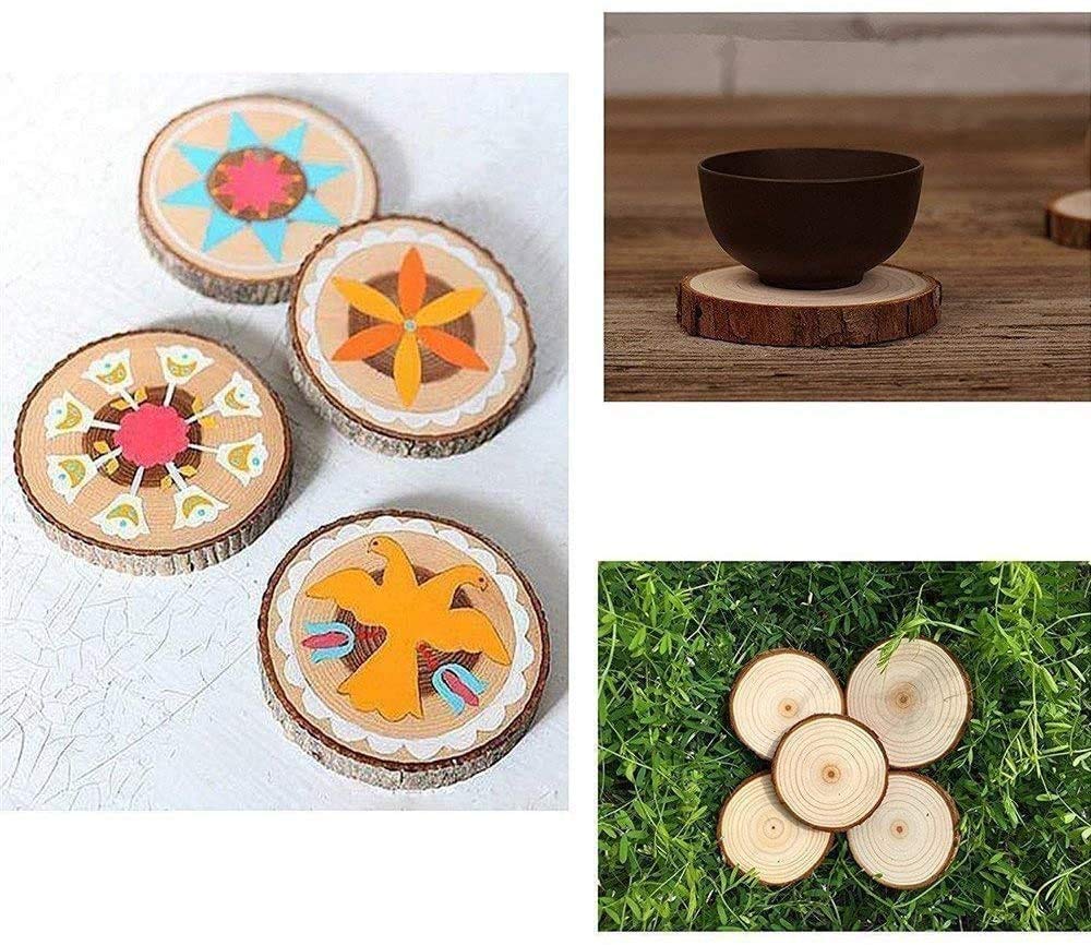 William Craft Unfinished Natural Wood Slices with Bark - 30 Pcs 3.5-4 inch Craft Wood kit Circles Crafts Christmas Ornaments DIY Crafts with Bark for Crafts Rustic Wedding Decoration