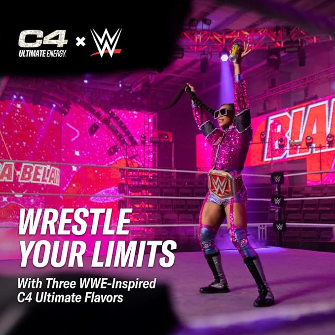 Cellucor C4 Ultimate x WWE Pre Workout Powder Pomegranate PileDriver - Sugar Free Preworkout Energy Supplement for Men & Women - 300mg Caffeine + 3.2g Beta Alanine + Patented Creatines - 20 Servings
