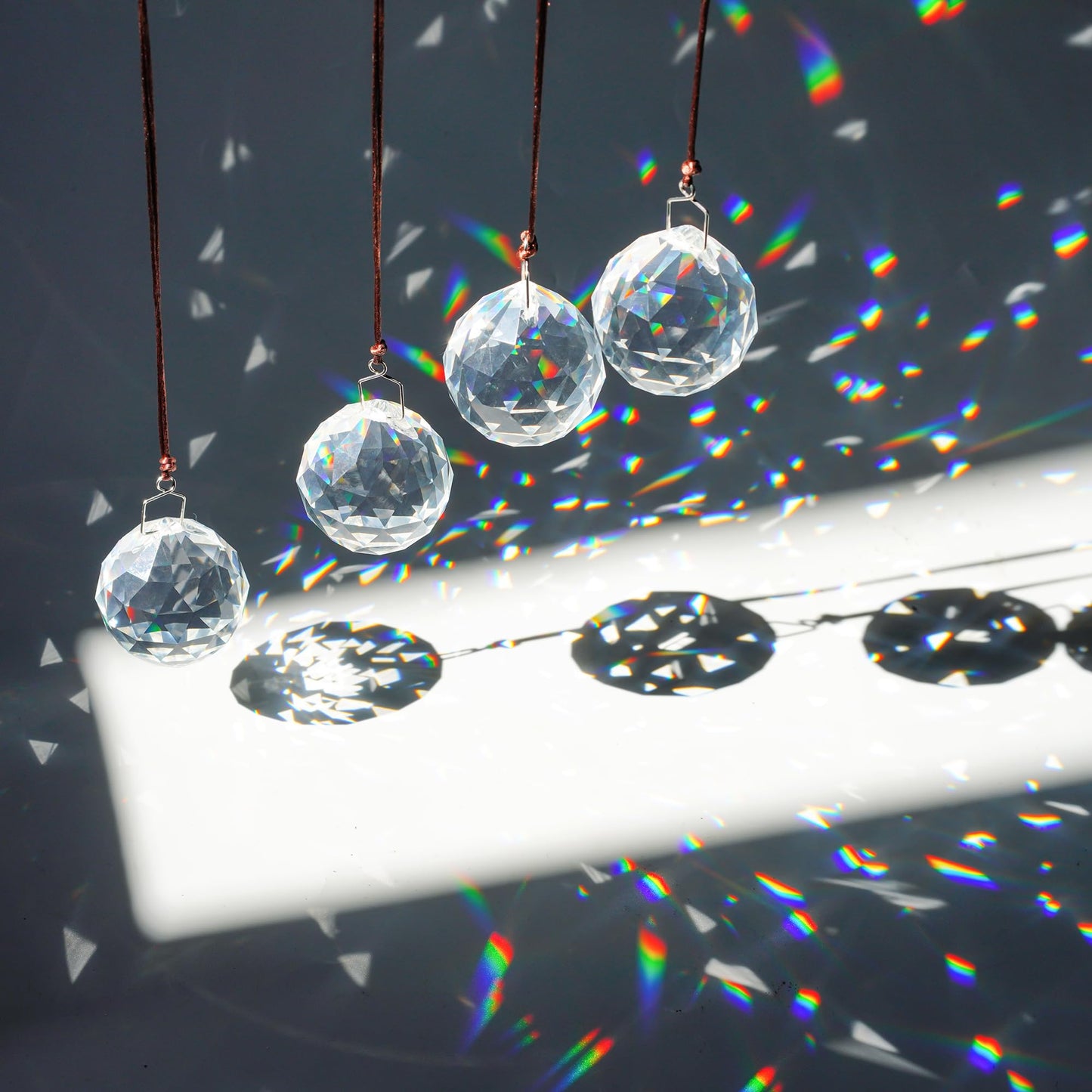 HDCRYSTALGIFTS 48pcs Clear Crystal Ball Prism 20mm Chandeliers Prism Sun Shine Catcher Rainbow Pendants Maker, Hanging Crystals Prisms for Windows Glass Ball Ornaments for Christmas Tree