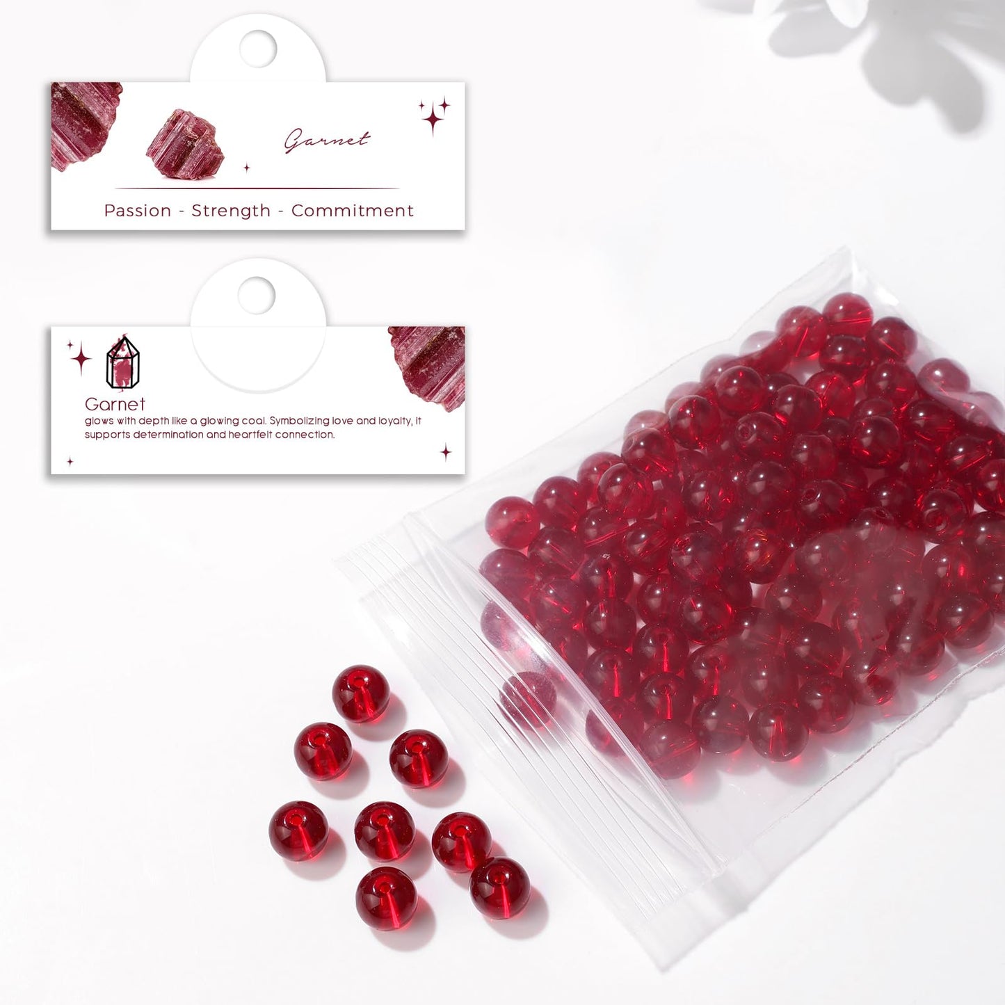 Raicegs 100pcs 8mm Garnet Beads Natural Gemstone Beads Round Loose Beads for Jewelry Making DIY Bracelets Necklace