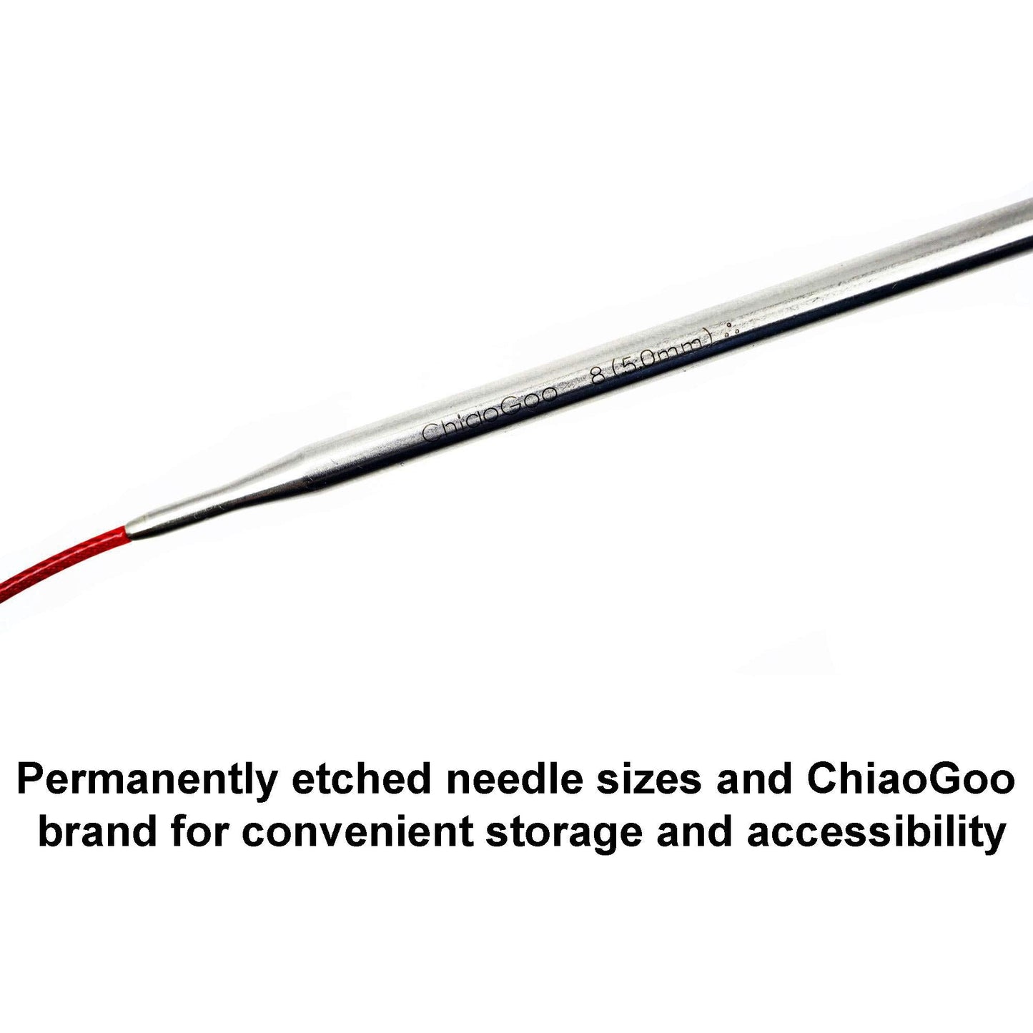 ChiaoGoo Red Lace 40 inch (102cm) Circular Knitting Needles US Size 2 (2.75mm) Stainless Steel 7040-2 with Stitch Holder