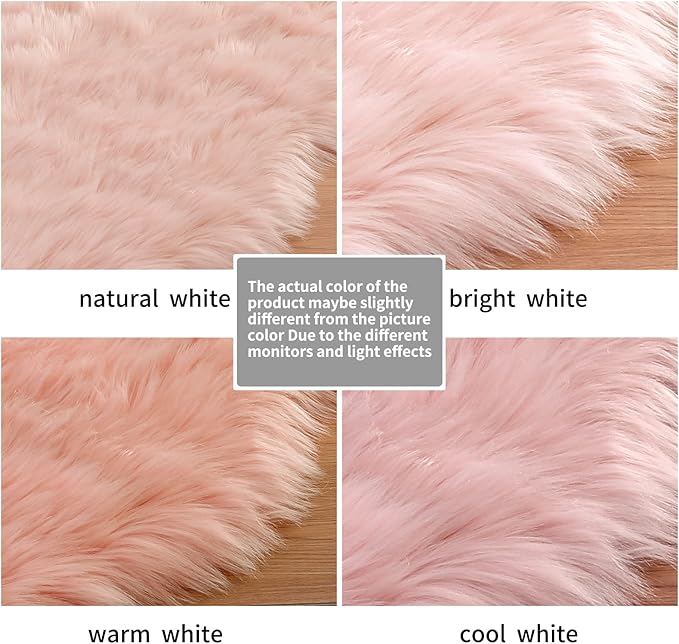 Ciicool Ultra Soft Faux Sheepskin Fur Rug Fluffy Rug for Bedroom Fuzzy Carpet for Living Room Kid's Room Nursery Decor, Pink 2 x 6 Feet