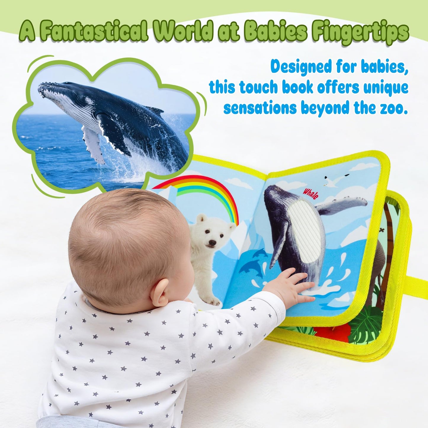Dr.Rapeti Touch and Feel Book, Tactile Book, Sensory Cloth Toy, Interactive Fabric Touch Toy, Textures & Interactive for Infant Development
