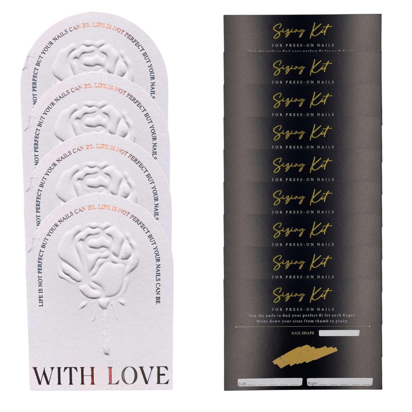 Press On Nails Sizing + Display Storage Card Bundle