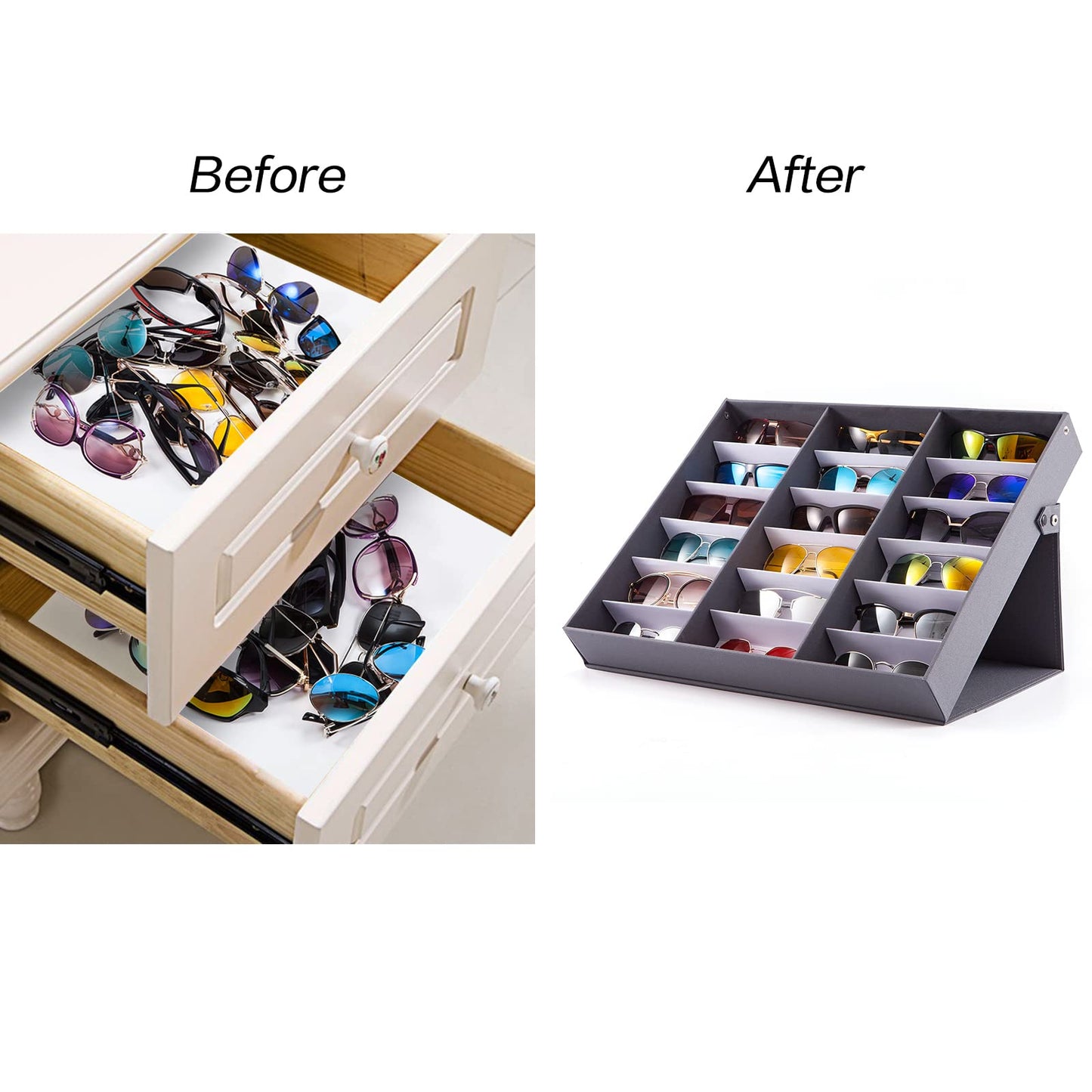 TRIUMPH VISION Sunglasses Organizer Storage Eyeglasses Holder - Multiple Glasses Case Box Eyewear Tray for Women and Men