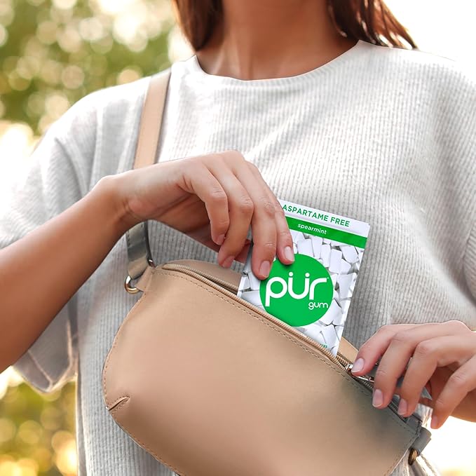 PUR Gum | Aspartame Free Chewing Gum | 100% Xylitol | Natural Spearmint Flavored Gum, 55 Pieces (Pack of 6)