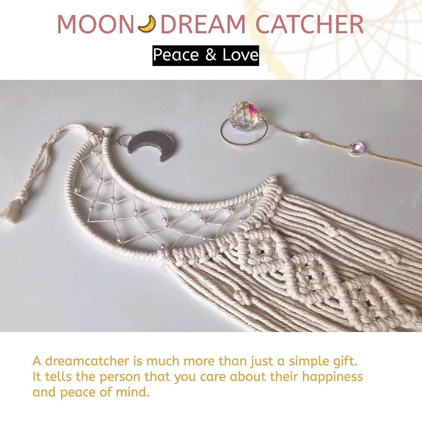 Dream Catchers, Moon Dream Catcher with Lights-Macrame Dreamcatcher Bedroom Wall Decor,Dream Catcher Girls Room Decor Teenager,Moon Gifts Dream Catchers for Boys Mom Women-Catcher Boho Wall Decor