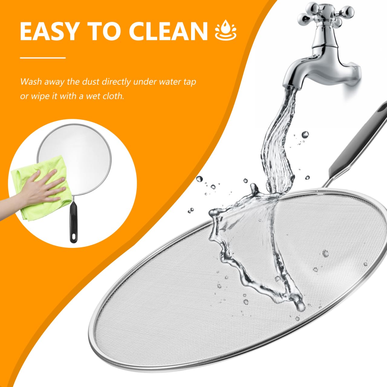 Unomor Oilproof Mesh Lid 15.75 Inch Splatter Screen for Frying Pan Grease Splash Guard Heat Resistant Pan Cover Kitchen Cooking Tool