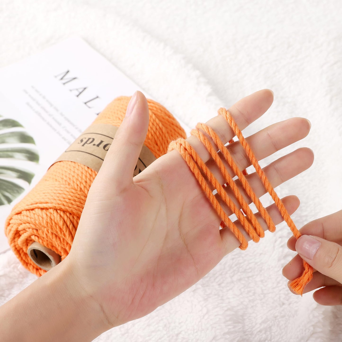 Likeecords 2 Rolls of Cotton Macrame Cord 3mm x 100m, 3 Strand Twisted, Macrame Rope, Macrame String Cotton Yarn, Macrame Yarn Craft Cord for Knitting Plant Hangers Christmas Décor (Terra Cotta)